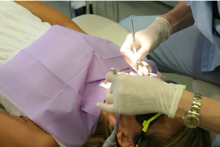 dental patient undergoing root canal therapy