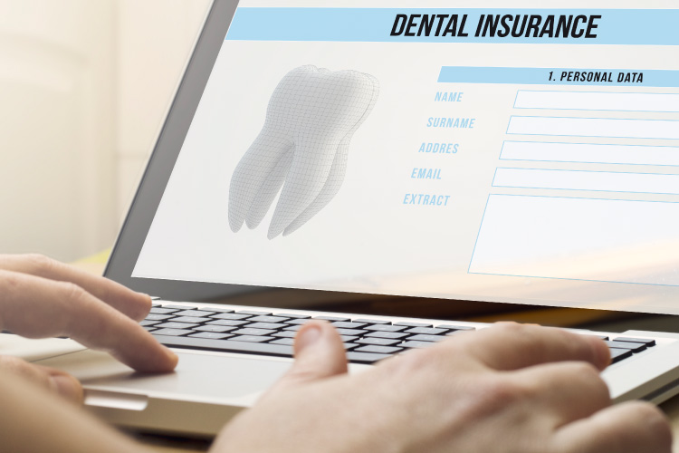 Photo of a computer screen with dental insurance signup information