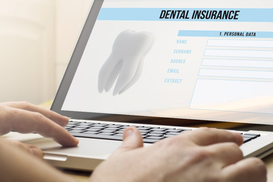 Computer screen showing dental insurance forms